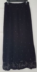 Maxi, Navy blue skirt, with whimsical hem design
